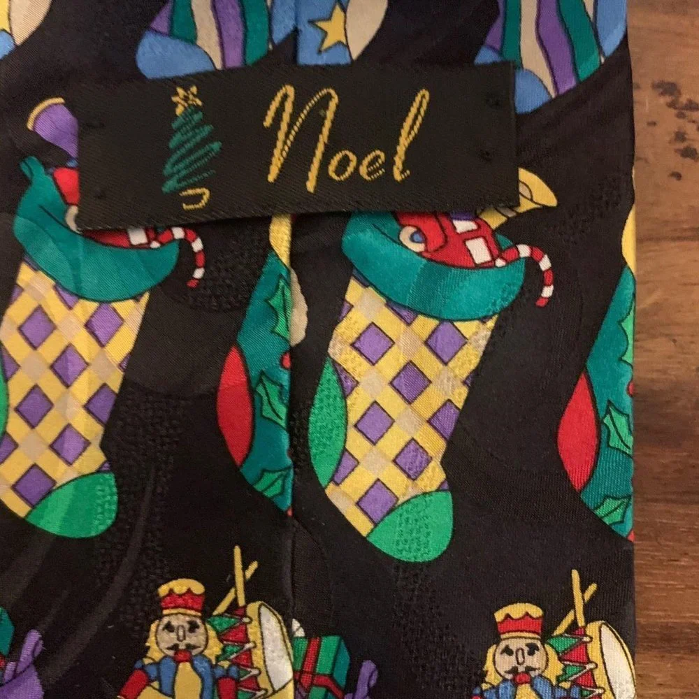 Retro Stocking Christmas Holiday Imported Silk‎ Tie